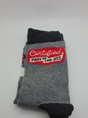 Men's Grey Novelty 'Certified Pain in the Ass' Crew Socks